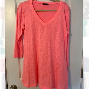 Bright pink lightweight v-neck sweater/top